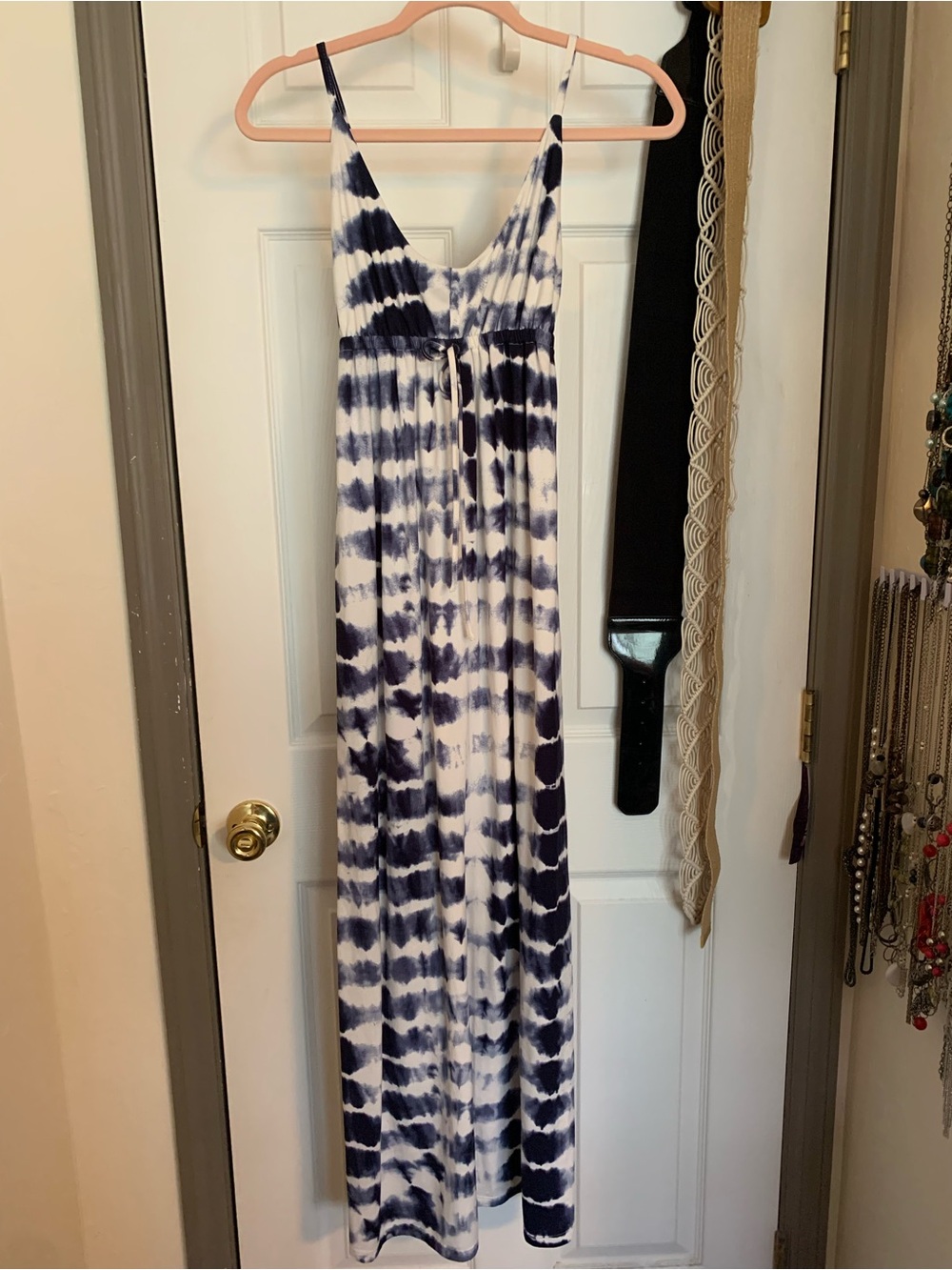 Poof! Navy and White Tie-Dye Maxi Dress